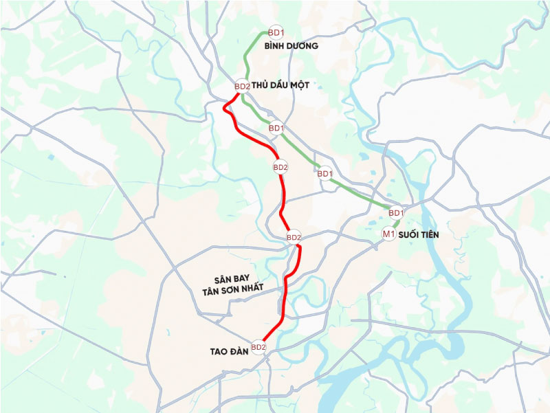 Chi tiết hướng tuyến và danh sách 24 nhà ga Metro Thủ Dầu Một - TP.HCM