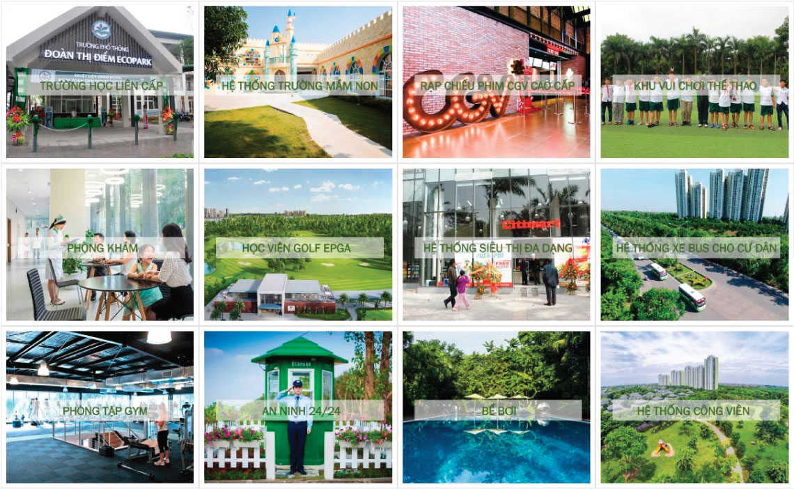 Tiện ích dự án Ecopark Nhơn Trạch Đồng Nai