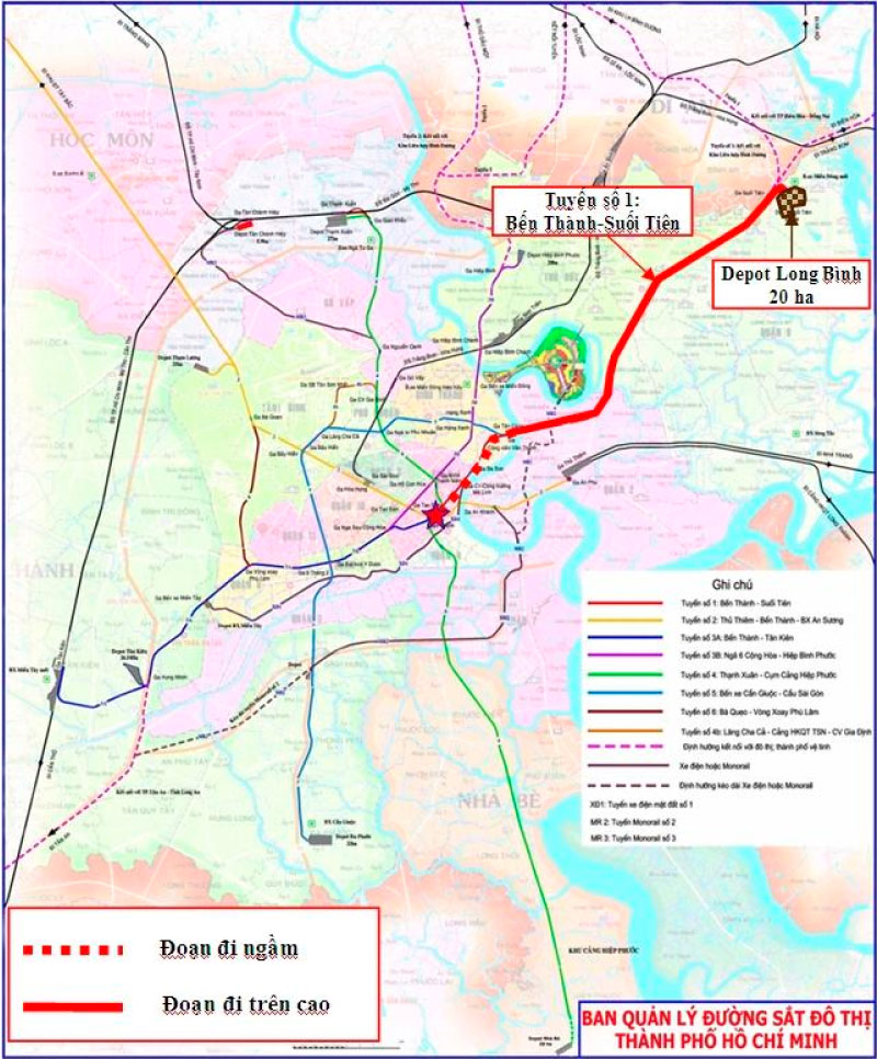 Thông tin tổng quan dự án tuyến Metro số 1 Bến Thành – Suối Tiên