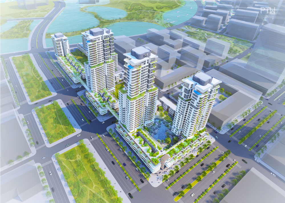 Dự án Zeit River Thủ Thiêm với tổng diện tích 33.000 m2 gồm 6 block căn hộ cao từ 12 đến 32 tầng
