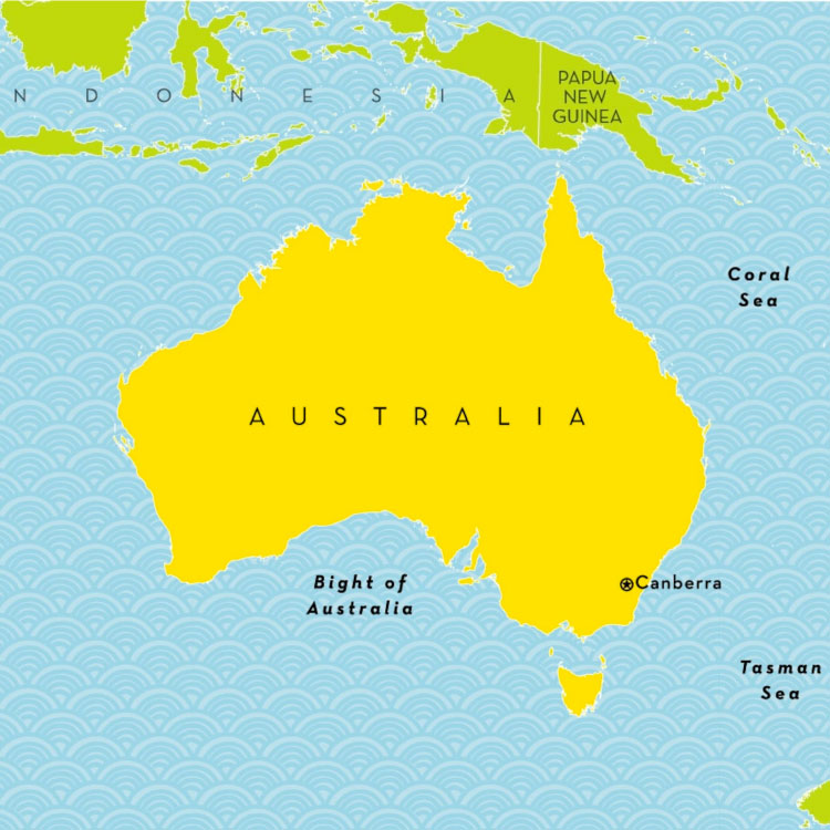 Australia với diện tích 7,692,024km2 xếp thứ 6 thế giới