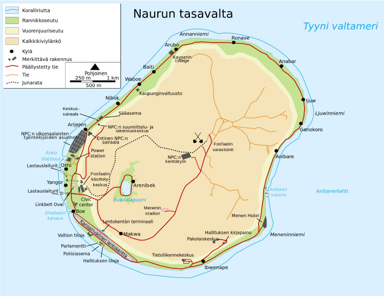 Cộng hòa Nauru với diện tích 21km2