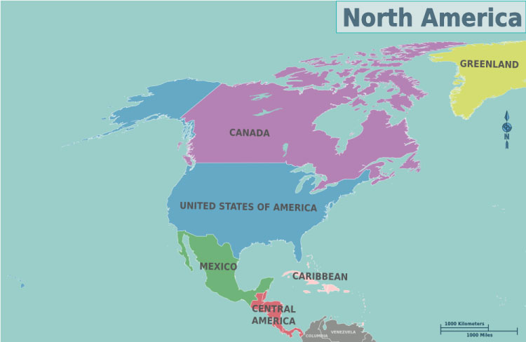 Bản đồ Bắc Mỹ
